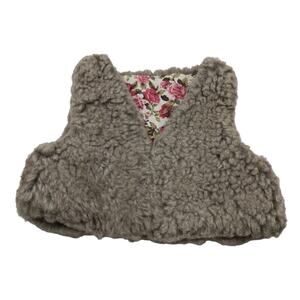 TJ Maxx Sherpa Reversible Floral Vest Size 2T Brown Pink and White